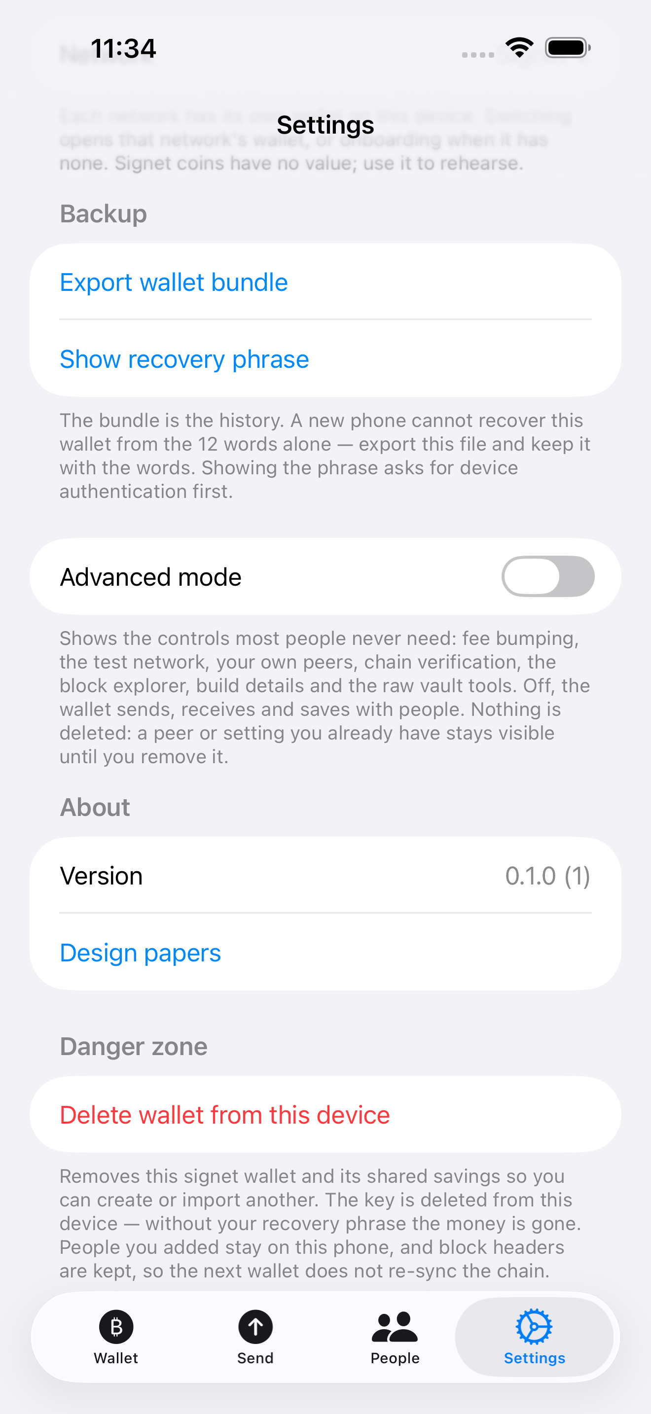 Keep everyday controls simple in the signet test app.