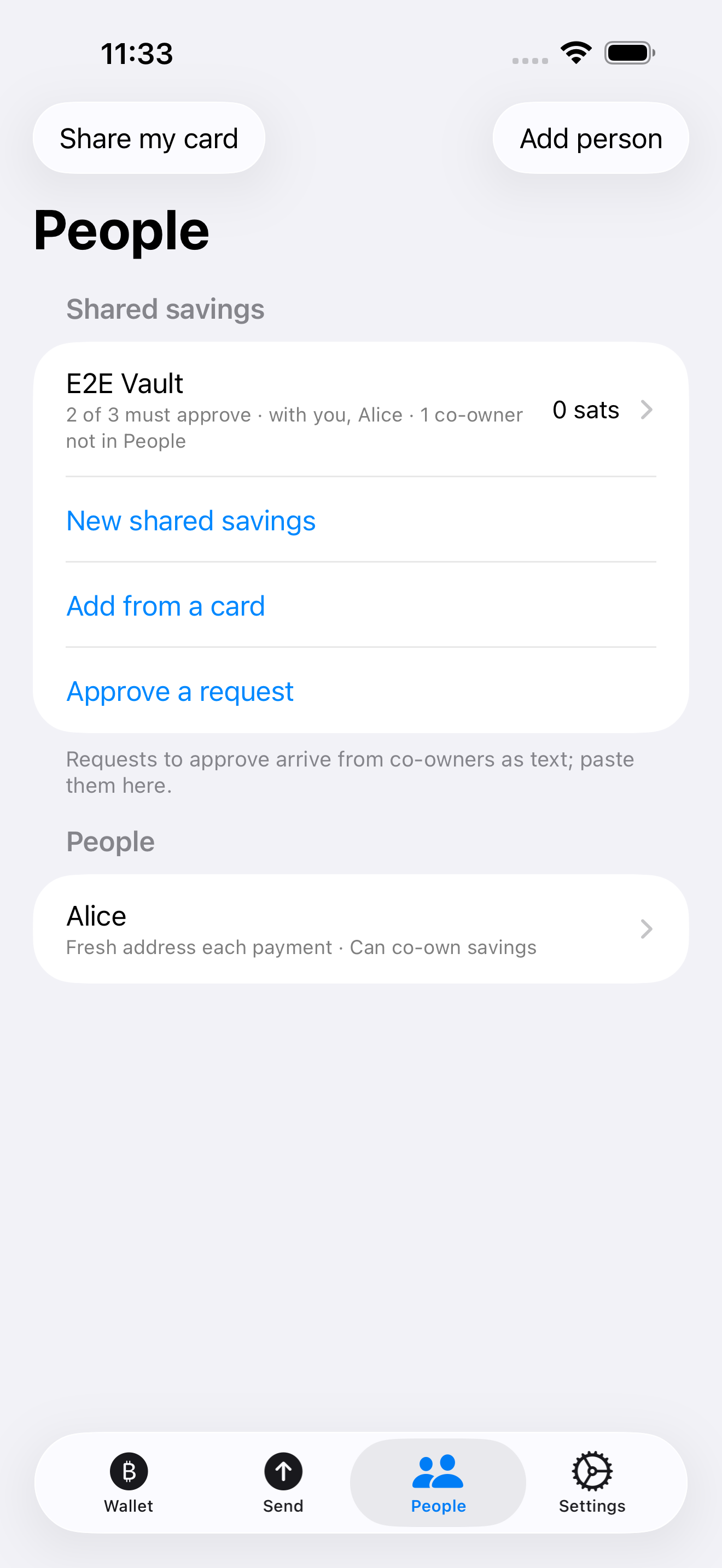 Pay a person in the signet test app.