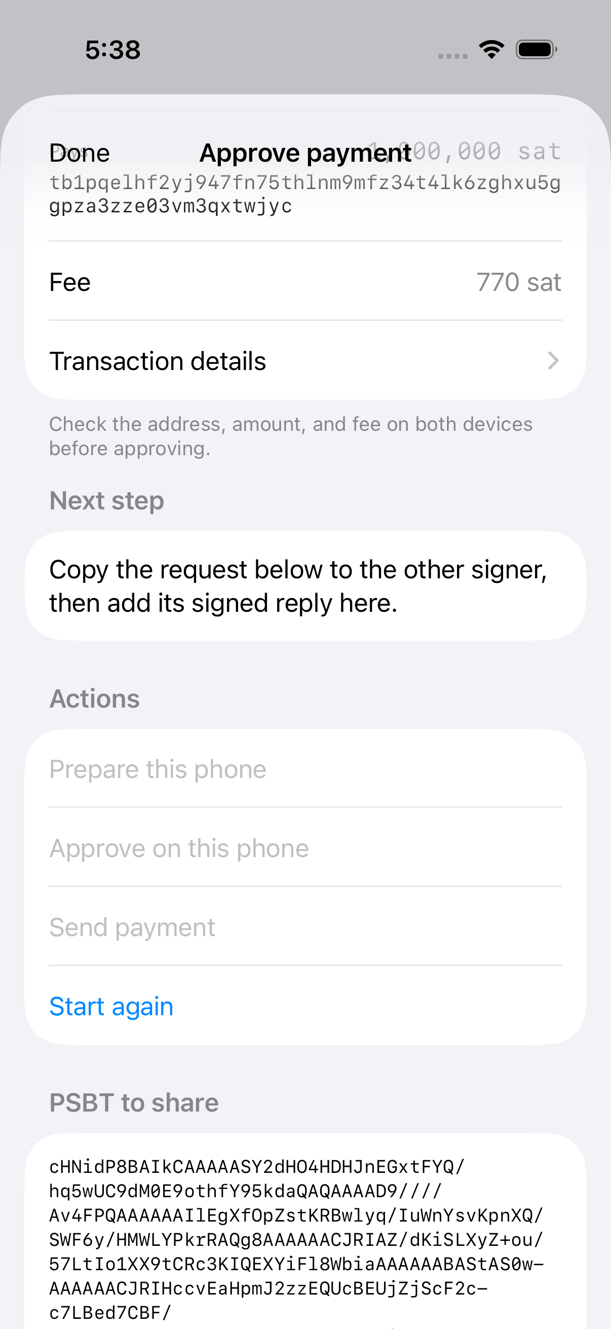 Winnow on iPhone: waiting for the second key.