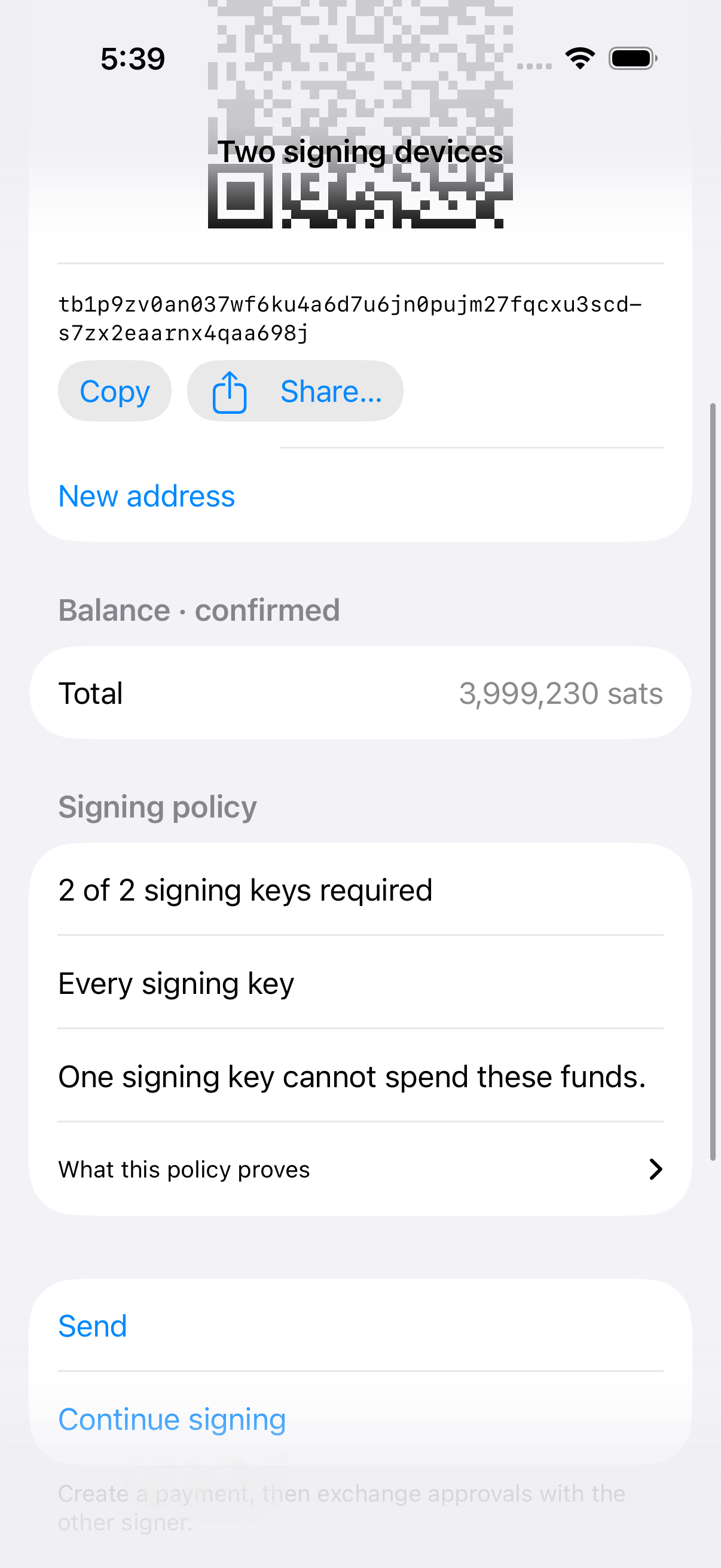 Two keys, both required in the real Winnow app.